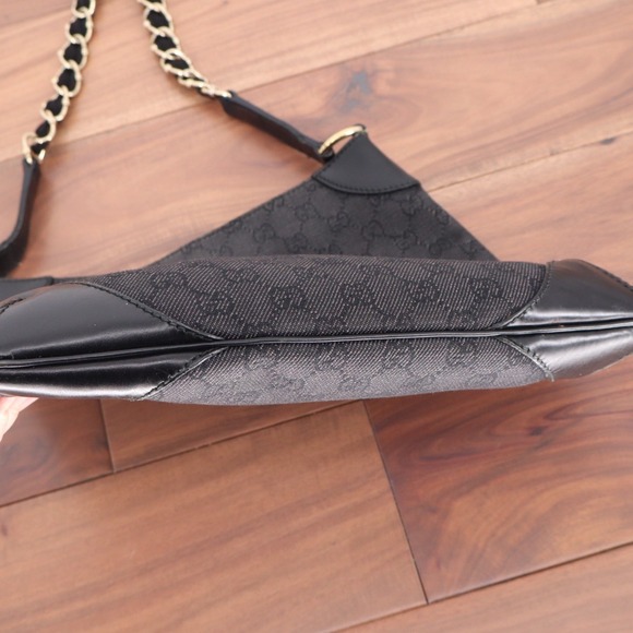 Gucci Black Original GG Canvas Shoulder Bag Vintage Black Leather Trim - Picture 13 of 14